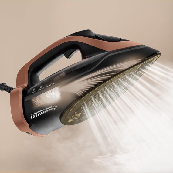 Праска Tefal Ultimate Power Pro, 3200Вт, 350мл, паровий удар -300гр, постійна пара - 85гр, керам. підошва, чорно-золотий (FV9E50E0) | Зображення 5