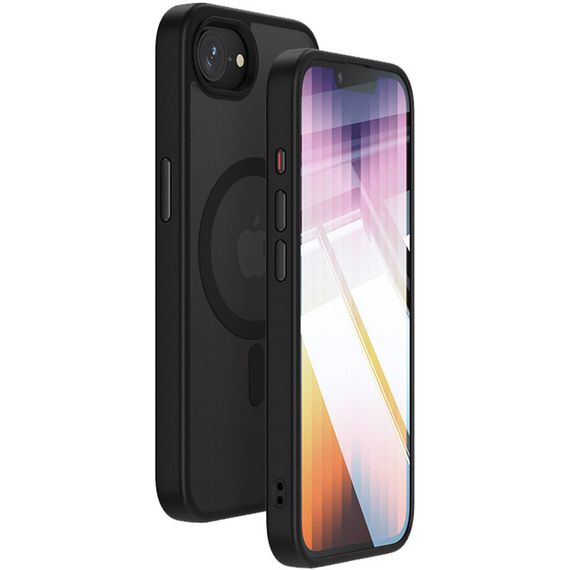 TPU+PC чохол Metal Buttons with MagSafe Colorful для Apple iPhone 16e (6.1") Чорний / Black