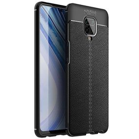 TPU чохол фактурний (з імітацією шкіри) для Xiaomi Redmi Note 9s / Note 9 Pro / Note 9 Pro Max – Чорний