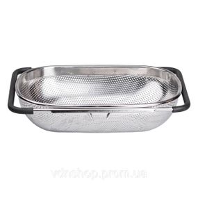 Друшляк сито на раковину для миття овочів та фруктів 36х24х9 см з нержавіючої сталі HP-19-17