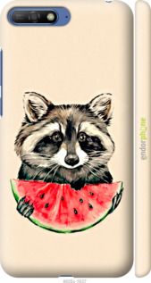 Чохол на Huawei Y6 2018 Єнотик з кавуном "4605m-1637-2448"