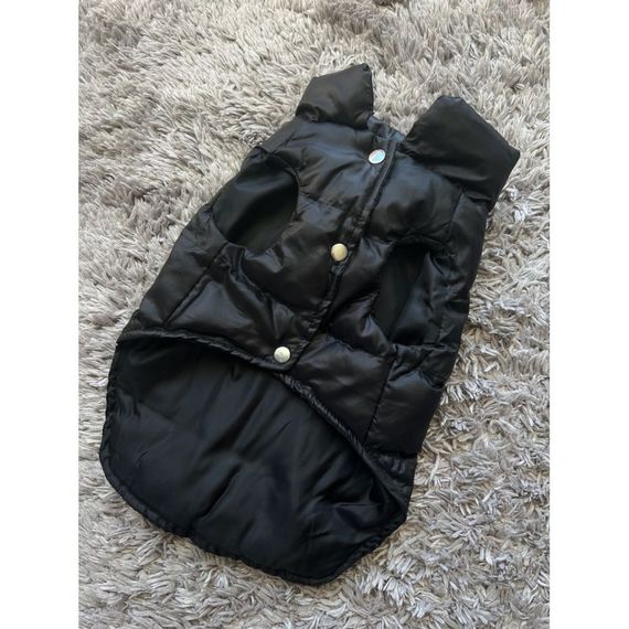 Брендовая зимняя жилетка для собак MONCLER, без капюшона, на кропках, черная | Зображення 2