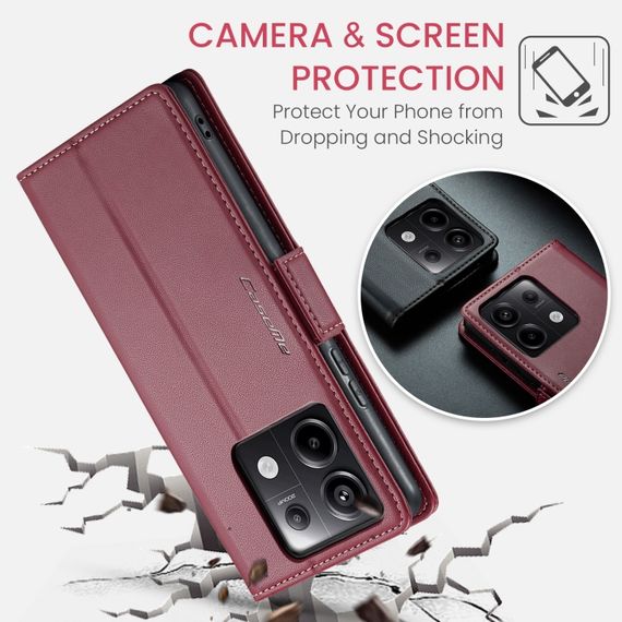 Шкіряний чохол-книжка Retro Case для Xiaomi Redmi Note 13 Pro / Poco M6 Pro колір Червоний | Зображення 6