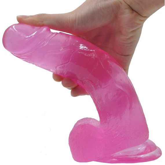 Фалоімітатор з мошонкою - Jelly Studs Crystal Dildo Large 8" Pink Sex Aura | Зображення 6
