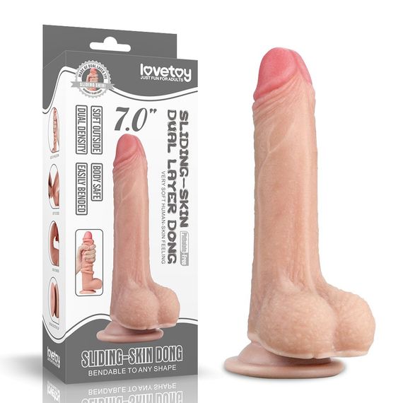 Фалоімітатор 7'' Sliding Skin Dual Layer Dong Sex Aura | Зображення 1