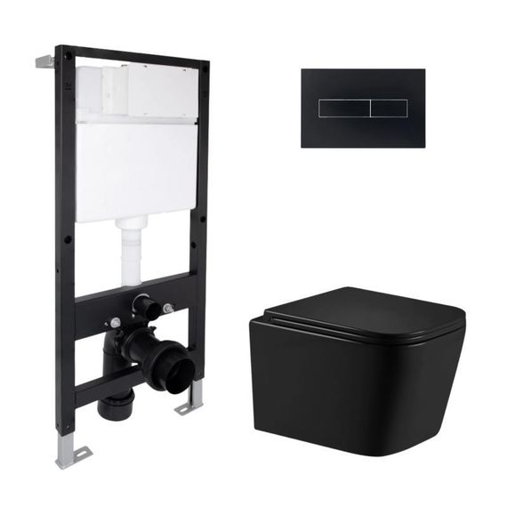 Готовое решение Qtap для ванной комнаты: подвесной унитаз Crow Ultra Quiet 485x340x290 + комплект инсталляции Standard (линейная