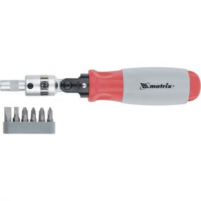 Викрутка реверсивна, поворотна головка + набір біт CrV, 6 шт, MTX 115489