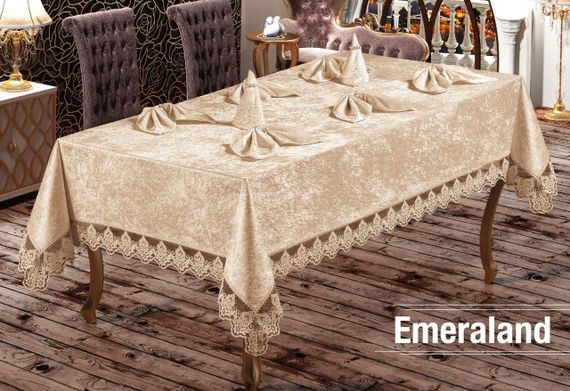 Скатертина Zeron 127593 Туреччина 220*160  Поліестер Бежевий