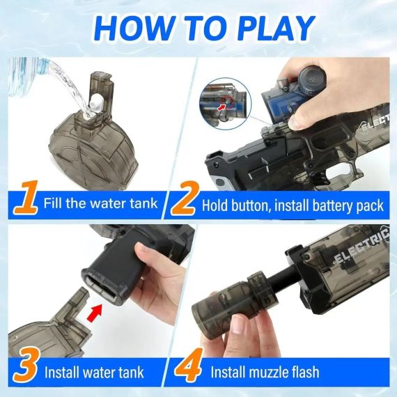 Водяний пістолет Електричне/кольорове підсвічування, обойма 500мл, водяний пістолет з підсвічуванням | Зображення 3