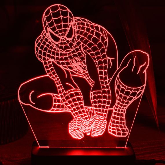 Акриловий світильник-нічник Людина-Павук (Spider-Man) червоний tty-n000145