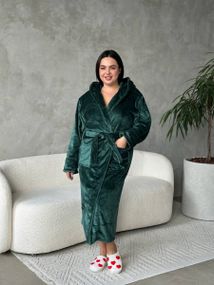 Теплий жіночий зелений халат PLUS SIZE