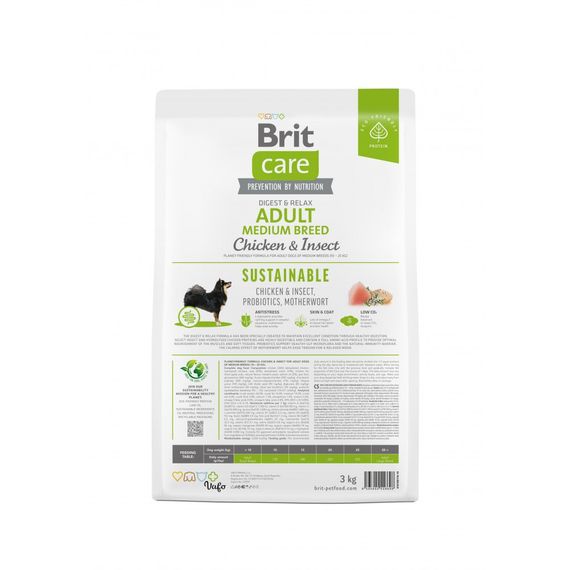 Корм сухий Brit Care Dog Sustainable Adult Medium Breed для дорослих собак середніх порід з куркою та комахами 3 кг | Зображення 3