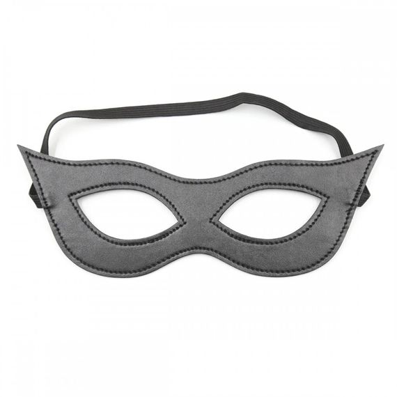 Маска на очі з розрізами, шкірзам, чорна | Зображення 1