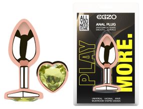 Анальна пробка з кристалом EGZO - Rose Gold Heart Plug Lime size M Sex Aura