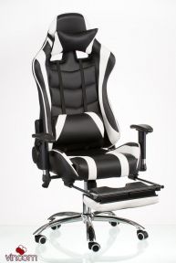 Кресло геймерское Special4You ExtremeRace blackwhite with footrest