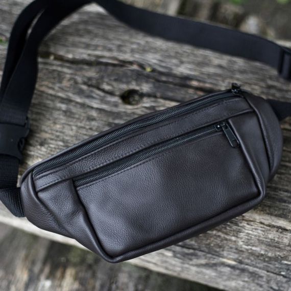 Містка бананка, Топова чоловіча бананка, Зручна чорна чоловіча барсетка бананка м'яка AS-14 | Зображення 1