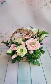 Мило ручної роботи букет еустома в кошику