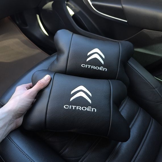 Набір шкіряних подушок Citroën з натуральної італійської шкіри + фірмовий брелок FC-318 у подарунок