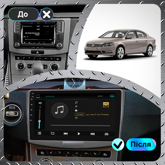 Штатная магнитола Lesko для Volkswagen Passat B7 2011-2015 экран 9" 4/64Gb 4G Wi-Fi GPS Top Фольцваген | Зображення 2