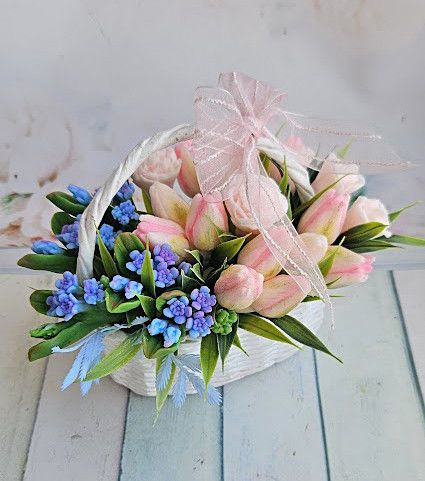 Мило ручної роботи букет тюльпани і твідія