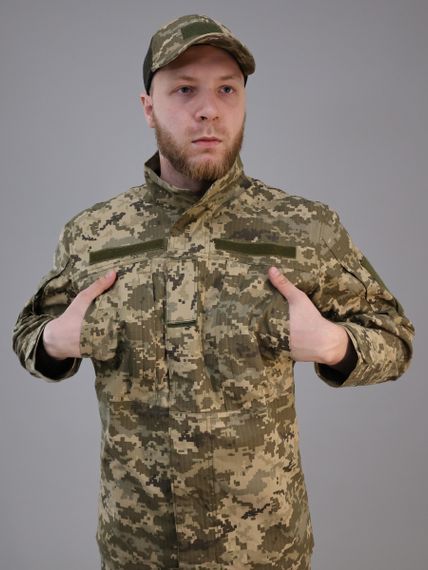 Тактический костюм ВСУ рип-стоп Светлый пиксель, Армейский костюм пиксель с липучками под шевроны для военных | Зображення 3