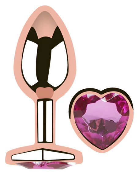 Анальна пробка з кристалом EGZO - Rose Gold Heart Plug Rose size M Sex Aura | Зображення 1
