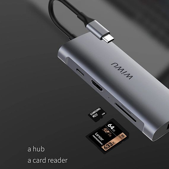 Переходник HUB WIWU Alpha 831HRT Grey | Зображення 2