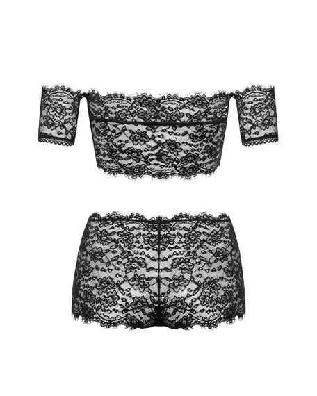 Комплект мереживний - топ та шортики Obsessive Espanita, чорний, S/M sexstyle | Зображення 5