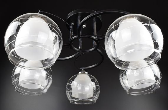 Люстра стельова на 5 лампочок 26944 Чорний 27х52х52 см.