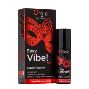 Жидкий вибратор Orgie Sexy Vibe! Hot, 15 мл, согревающий, очень мощный, со вкусом клубники Sex Aura