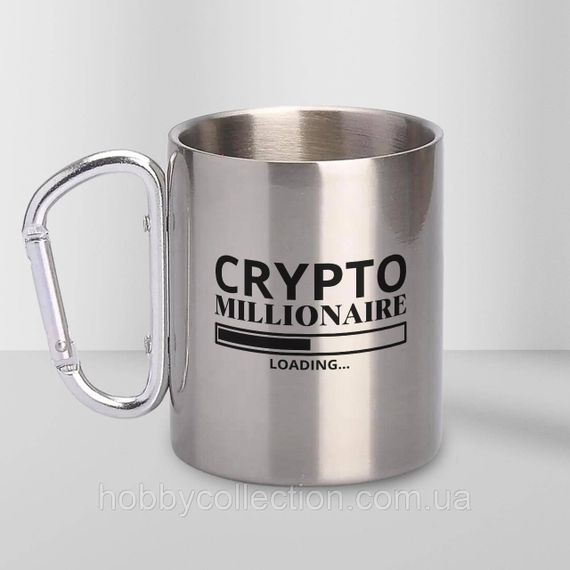 Кружка металева з карабіном "Crypto Millionaire" 300 мл Срібляста