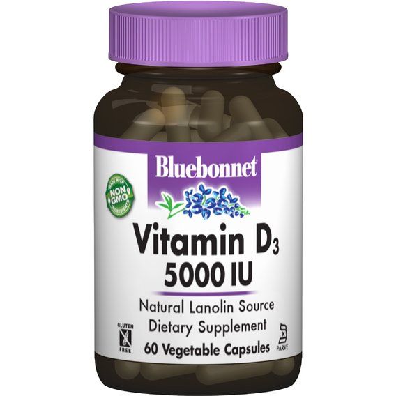 Витамин D Bluebonnet Nutrition Vitamin D3 5000 IU 60 Veg Caps BLB0368