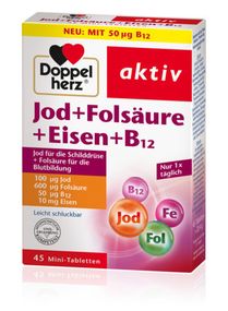 Доппельгерц Йод + фолієва кислота + Залізо + В12 Doppelherz Jod + Folsäure + Eisen +B12