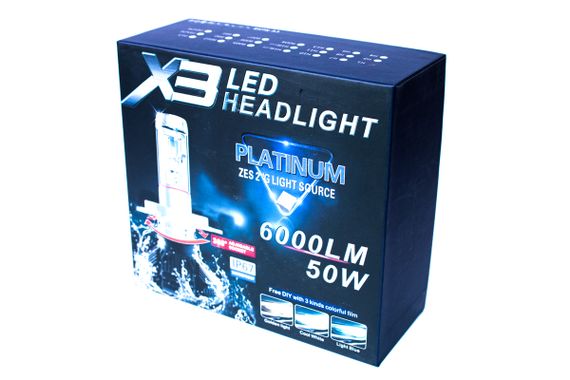 Комплект світлодіодних ламп AllLight X3 H1 50W 6000K 6000lm з радіатором та світлофільтрами (3000K/8000K) 12-24V | Зображення 2