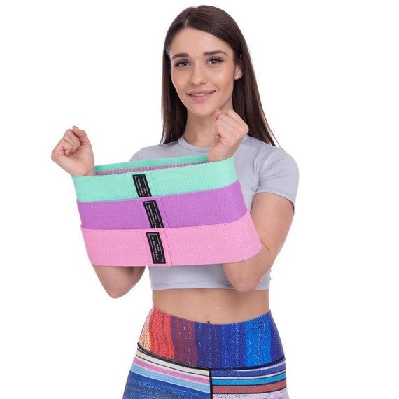 Набор тканевых фитнес резинок Luting Hip resistance bands 3 штуки | Зображення 2