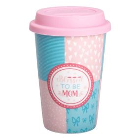 Стакан фарфоровый 420 мл с силиконовой крышкой Blessed to be mom RX-N240288BM
