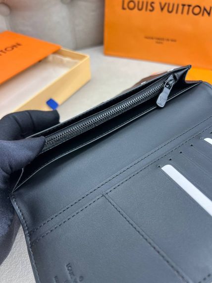 Гаманець чорний Louis Vuitton Brazza Aerogram Black k422 | Зображення 6