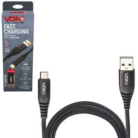 Кабель VOIN CC-4202M BK USB - Micro USB 3А, 2m, black (швидка зарядка/передача даних)