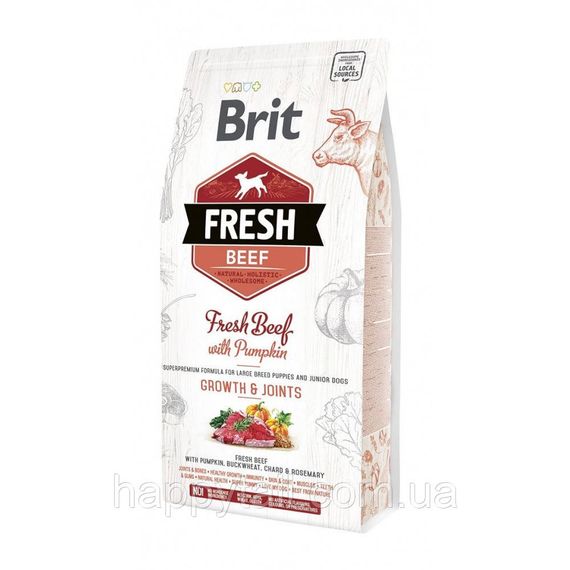 Сухой корм Brit Fresh Beef with Pumpkin Puppy Large для щенков крупных пород, телятина и тыква, 2.5 кг