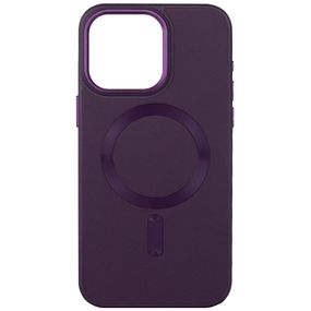 Кожаный чехол Bonbon Leather Metal Style with MagSafe для Apple iPhone 15 Plus (6.7") Фиолетовый / Dark Purple
