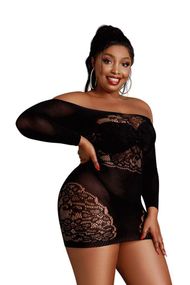 Платье-сетка Moonlight Plus Model 07, Черный, XL, 2XL, 3XL, XL/2XL/3XL, Большие размеры