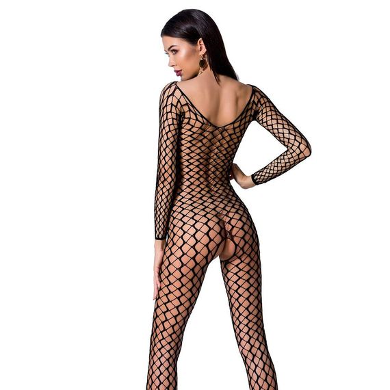 Бодістокінг Passion BS068 black, комбінезон, велика сітка, довгий рукав, S/M/L | Зображення 1