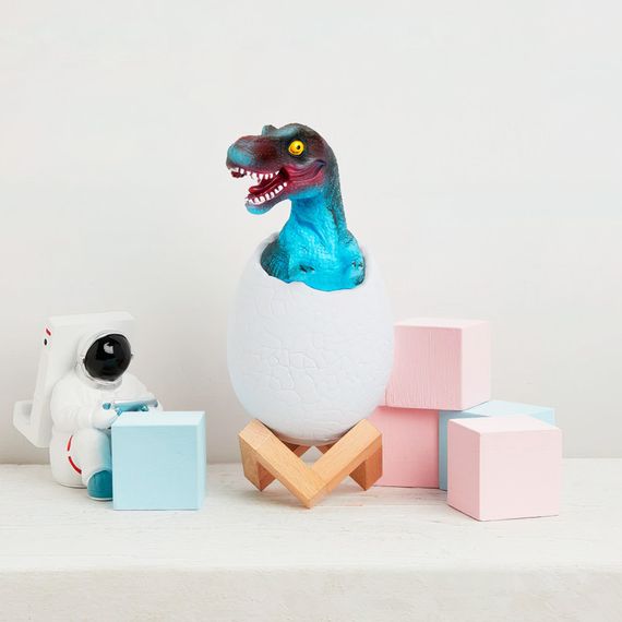 Нічник – світильник Динозаврик в яйці 3D Dinosaur White+RGB Настільна акумуляторна LED лампа з пультом ДУ | Зображення 4