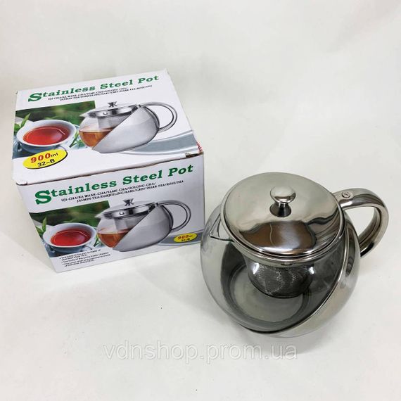 Оригинальный заварник для чая, Заварочный чайник стеклянный с ручкой, Красивый заварник RU-33 | Зображення 7