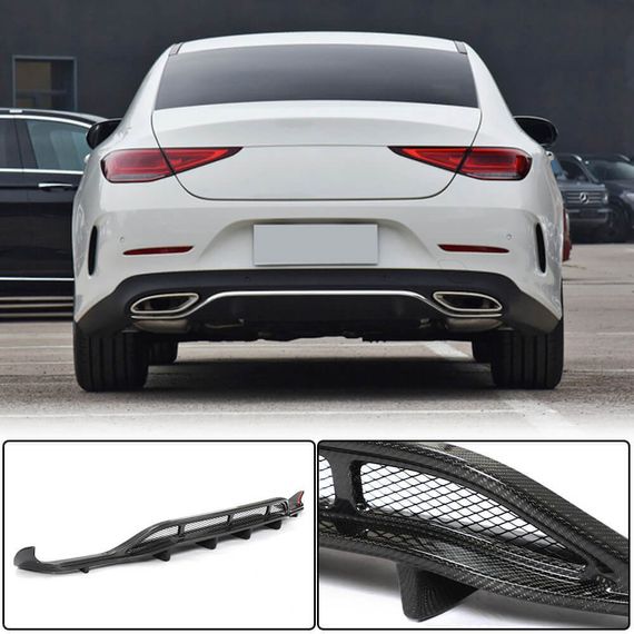 Дифузор заднього бампера V2 (для AMG-Line 2018-2020, Карбон) для Mercedes CLS C257 2018- рр