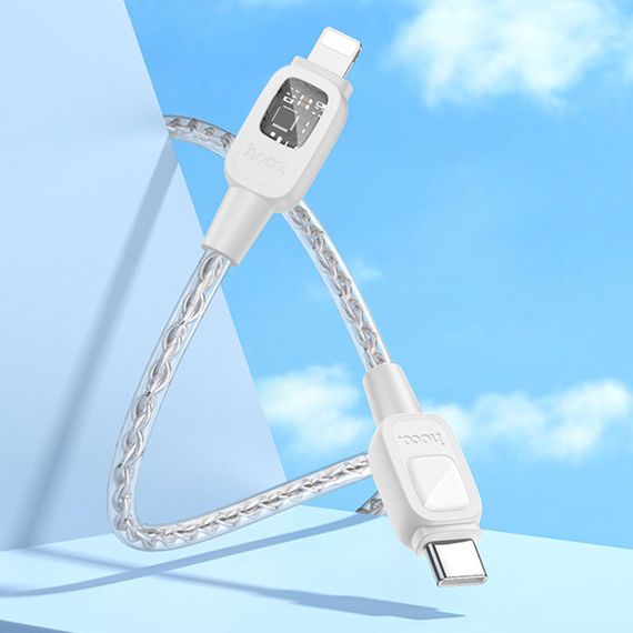 Дата кабель Hoco U124 Stone silicone power-off Type-C to Lightning (1.2m) Gray | Зображення 4