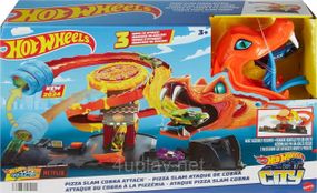 Трек Хот Вилс Сити Опасные существа Атака Кобры, Пиццерия Оригинал Hot Wheels City Pizza Slam Cobra Attack