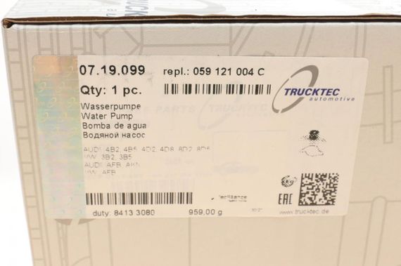 Помпа води Audi A4-A8 VW Passat Skoda SuperB VW Passat 2.5TDI quattro 97-05 07.19.099 | Зображення 7