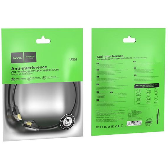 Кабель (патч-корд) Hoco US07 Level Pro copper gigabit ethernet (1m) Black | Зображення 4