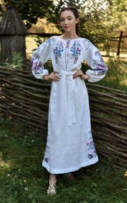 Платье  вышиванка взрослое лен длинное